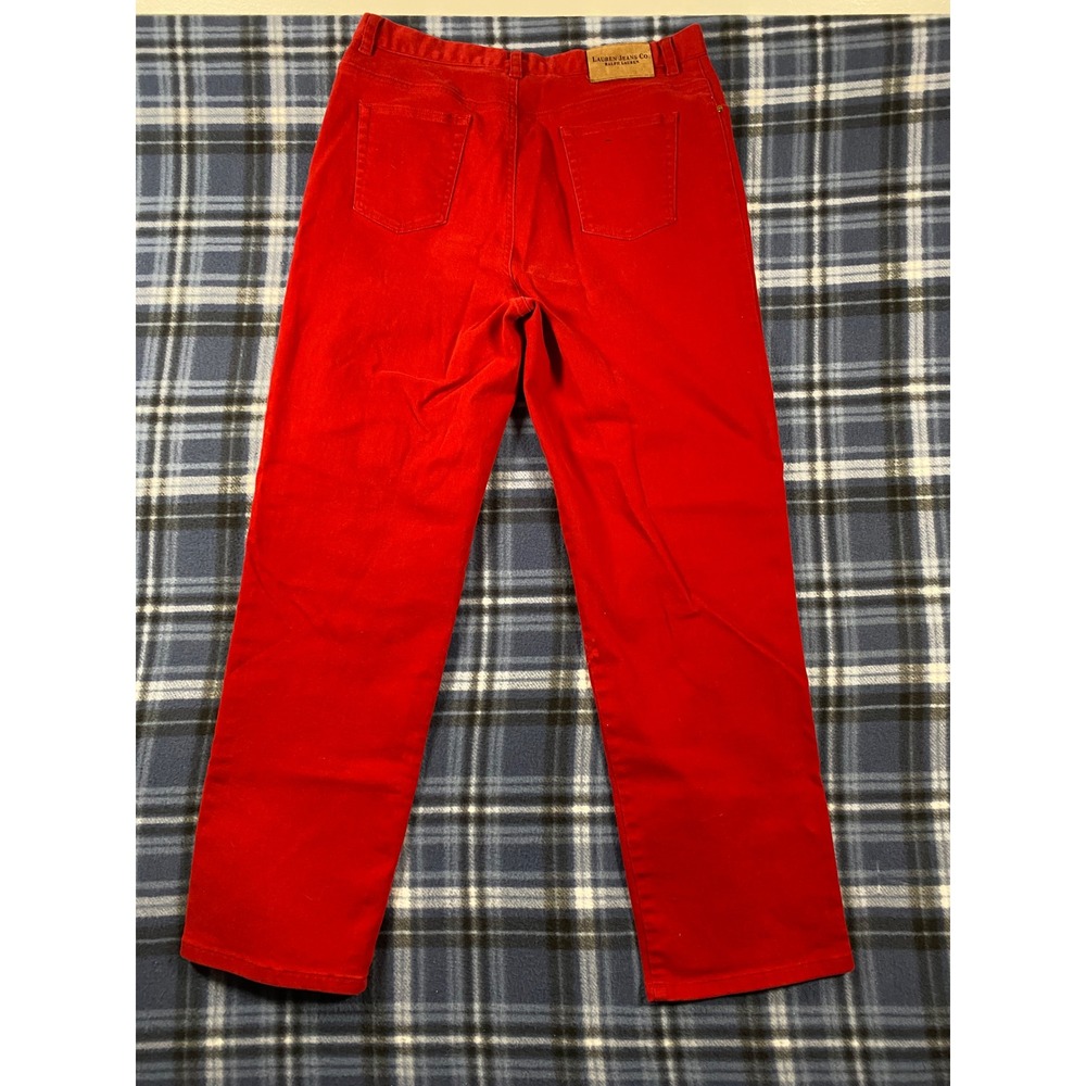 Lauren Jeans Co Ralph Lauren Red Straight Leg Denim Pants Womens 14 Cotton Blend - Picture 6 of 8